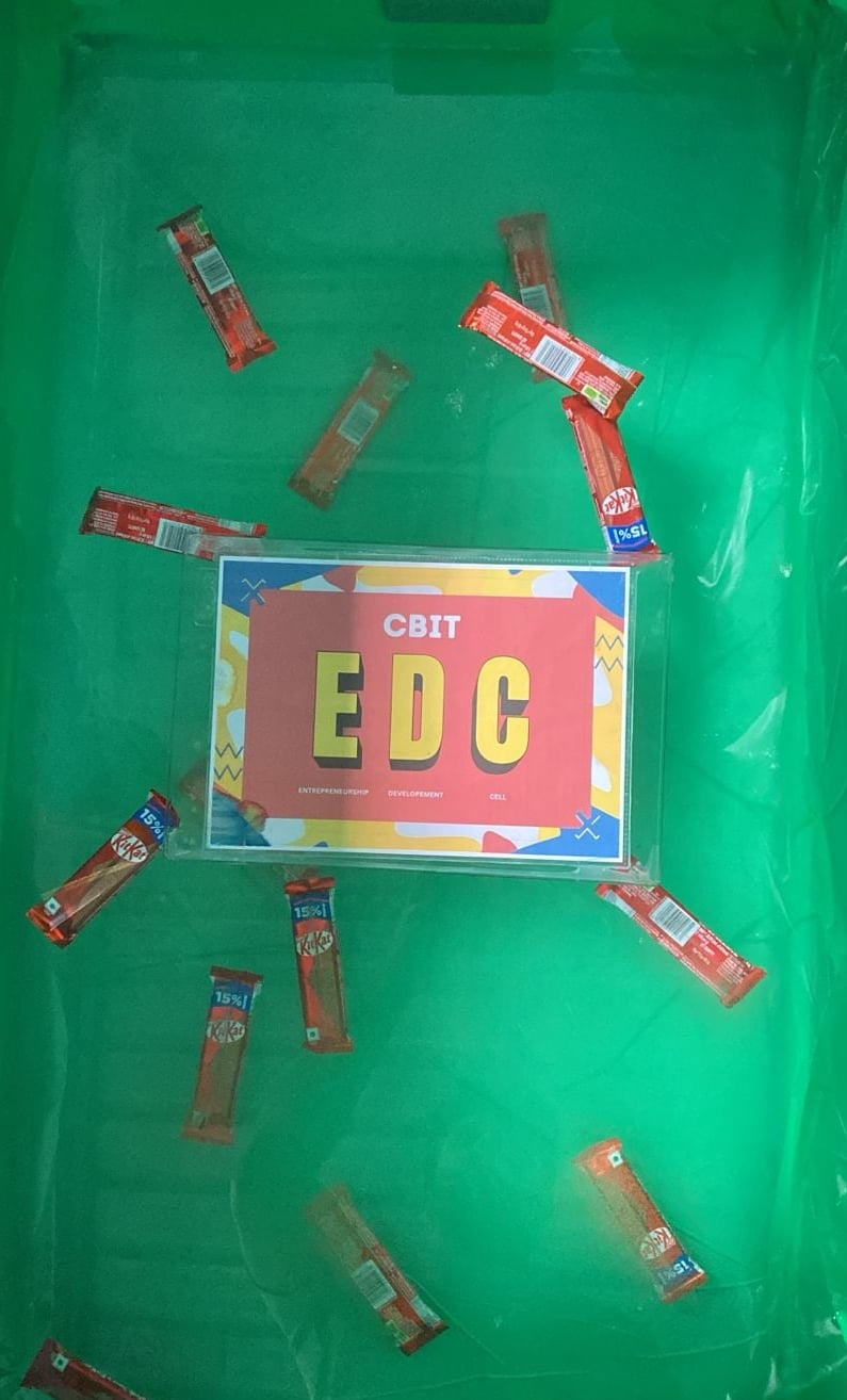 The CBIT EDC ice block activation, complete with embedded chocolate bars.